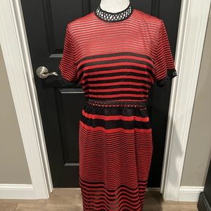 Foxiedox red and black peel-a-boo dress